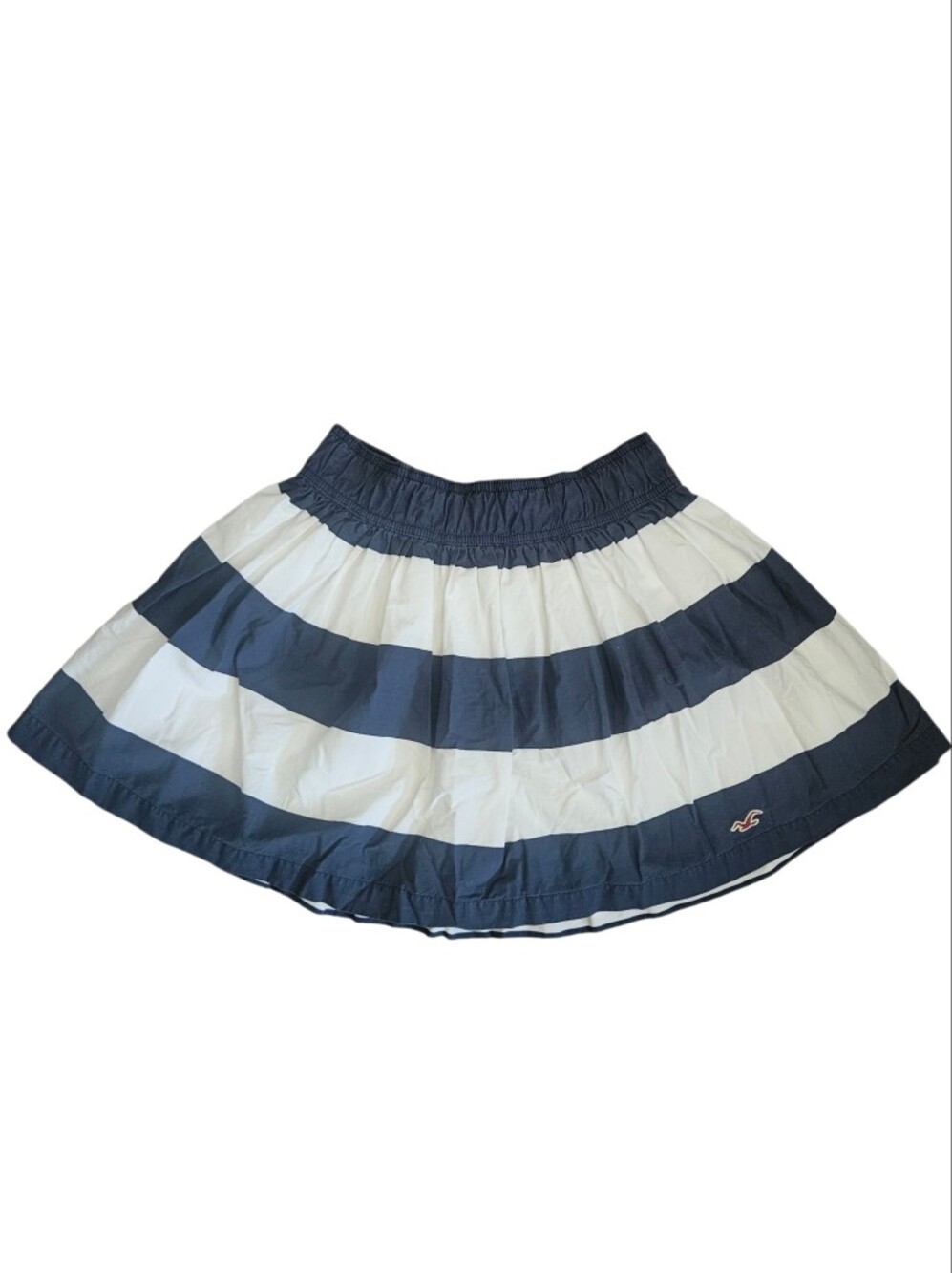 Hollister Womens Blue White Striped Lined Mini Skirt Sz M Coastal Nautical Boat